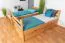 Kinderetagenbett 90 x 200 cm + Bettkasten/Stauraum/Ausziehbett | Massivholz: Buche | Natur Lackiert | umbaubar/teilbar in 2 Einzelbetten | inkl. Rollroste Abbildung