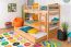 Kinderetagenbett 90 x 200 cm + Bettkasten/Stauraum/Ausziehbett | Massivholz: Buche | Natur Lackiert | umbaubar/teilbar in 2 Einzelbetten | inkl. Rollroste Abbildung