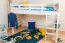 Kinderhochbett 90 x 200 cm | Massivholz: Buche | Weiß Lackiert | umbaubar in Einzelbett | Premium-Qualität | inkl. Rollrost Abbildung