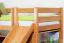 Etagenbett L-Form  90 x 200 cm | Buche massiv | natur lackiert | mit Regal und Rutsche | inkl. Rollrost | teilbar Abbildung