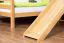 Etagenbett L-Form  90 x 200 cm | Buche massiv | natur lackiert | mit Regal und Rutsche | inkl. Rollrost | teilbar Abbildung