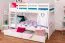 Kinderstockbett inkl. Stauraum (2 Schubladen) | 90 x 200 cm | Massivholz: Buche | Weiß Lackiert | umbaubar in 2 Einzelbetten | Premium-Qualität | inkl. Rollroste Abbildung