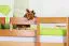 Etagenbett L-Form  90 x 200 cm | Buche massiv | natur lackiert | mit Regal und Rutsche | inkl. Rollrost | teilbar Abbildung