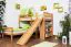 Etagenbett L-Form  90 x 200 cm | Buche massiv | natur lackiert | mit Regal und Rutsche | inkl. Rollrost | teilbar Abbildung