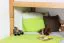 Etagenbett L-Form  90 x 200 cm | Buche massiv | natur lackiert | mit Regal und Rutsche | inkl. Rollrost | teilbar Abbildung