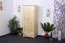Schmaler Kleiderschrank | 2 Drehtüren | 1 Schublade | 4 Fächer | mit Kleiderstange | 80 cm breit | Massivholz | Farbe: Natur Abbildung