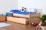 Kinderbett 90 x 200 cm mit Bettkasten (Ausziehbett) 90 x 190 cm als Gästebett | Massivholz: Buche | Natur Lackiert | inkl. 2. Liegeplatz ausziehbar und 2 Rollrost Abbildung