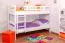 Etagenbett für Kinder 90 x 200 cm | Massivholz: Buche | Weiß Lackiert | umbaubar in 2 Einzelbetten | inkl. Rollroste Abbildung