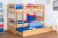 Stockbett + Bettkasten für Jugendliche 90 x 200 cm | Massivholz: Buche | Natur Lackiert | inkl. Bettkasten | umbaubar in 2 Einzelbetten | inkl. Rollroste Abbildung