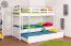Stockbett + Ausziehbett für Kinder 90 x 200 cm | Massivholz: Buche | Weiß Lackiert | inkl. Bettkasten | umbaubar in 2 Einzelbetten | inkl. Rollroste Abbildung