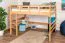 Hochbett für Jugendliche 140 x 200 cm | Massivholz: Buche | Natur Lackiert | umbaubar in Einzelbett | Premium-Qualität | inkl. Rollrost Abbildung