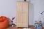 Kleiderschrank | 2 Drehtüren | 1 Schublade | 4 Fächer | mit Kleiderstange | 92 cm breit | Massivholz | Farbe: Natur Abbildung