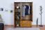 Kleiderschrank | 3 Drehtüren | 2 Schubladen | 5 Fächer | mit Kleiderstange | 135 cm breit | Massivholz | Farbe: Eiche Rustikal Abbildung