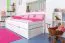 Kinderbett 90 x 200 cm mit Bettkasten 90 x 190 cm als Gästebett | Massivholz: Buche | Weiß Lackiert | inkl. 2. Liegeplatz ausziehbar und 2 Rollrost Abbildung