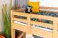 Stockbett + Bettkasten für Kinder 90 x 200 cm | Massivholz: Buche | Natur Lackiert | inkl. Bettkasten | umbaubar in 2 Einzelbetten | inkl. Rollroste Abbildung