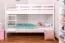 Etagenbett für Kinder 90 x 200 cm | Massivholz: Buche | Weiß Lackiert | umbaubar in 2 Einzelbetten | inkl. Rollroste Abbildung