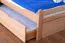 Kinderbett 90 x 200 cm mit Bettkasten (Ausziehbett) 90 x 190 cm als Gästebett | Massivholz: Buche | Natur Lackiert | inkl. 2. Liegeplatz ausziehbar und 2 Rollrost Abbildung