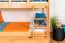 Stockbett + Bettkasten für Kinder 90 x 200 cm | Massivholz: Buche | Natur Lackiert | inkl. Bettkasten | umbaubar in 2 Einzelbetten | inkl. Rollroste Abbildung