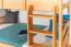Etagenbett + Bettkasten/Unterkasten für Kinder 90 x 200 cm | Massivholz: Buche | Natur Lackiert | umbaubar in 2 Einzelbetten | inkl. Bettkasten | inkl. Rollroste Abbildung