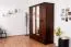 162 cm breiter Kleiderschrank mit 4 Türen, 8 Fächern und 3 Schubladen aus Massiv-Holz | Farbe: Walnussfarben | Tiefe: 60 cm Abbildung