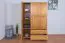 Kleiderschrank | 3 Drehtüren | 2 Schubladen | 5 Fächer | mit Kleiderstange | 135 cm breit | Massivholz | Farbe: Erle Abbildung
