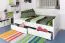 Bettrahmen für Kinder / Kinderbett 90 x 200 cm | Massivholz: Buche | Weiß Lackiert | inkl. 2 Schubladen und Lattenrost | besonders hohe Qualität Abbildung