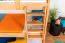 Stockbett + Bettkasten für Kinder 90 x 200 cm | Massivholz: Buche | Natur Lackiert | inkl. Bettkasten | umbaubar in 2 Einzelbetten | inkl. Rollroste Abbildung