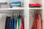Kleiderschrank | 6 Drehtüren | 4 Schubladen | 8 Fächer | mit 4 Kleiderstangen | 277 cm breit | Farbe: Weiß Abbildung