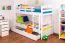 90 x 200 cm Etagenbett mit Stauraum / 2 Schubkästen für Jugendliche Massivholz: Buche | Weiß Lackiert | umbaubar in 2 Einzelbetten | Premium-Qualität | inkl. Rollroste Abbildung