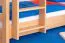Stockbett + Bettkasten für Jugendliche 90 x 200 cm | Massivholz: Buche | Natur Lackiert | inkl. Bettkasten | umbaubar in 2 Einzelbetten | inkl. Rollroste Abbildung