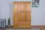 Kleiderschrank | 3 Drehtüren | 2 Schubladen | 5 Fächer | mit Kleiderstange | 135 cm breit | Massivholz | Farbe: Erle Abbildung
