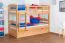 Stockbett + Bettkasten für Jugendliche 90 x 200 cm | Massivholz: Buche | Natur Lackiert | inkl. Bettkasten | umbaubar in 2 Einzelbetten | inkl. Rollroste Abbildung