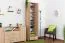 Schmaler Kleiderschrank | 2 Drehtüren | 1 Schublade | 8 Fächer | mit Kleiderstange | 50 cm breit | Farbe: Braun Abbildung