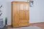 Kleiderschrank | 3 Drehtüren | 2 Schubladen | 5 Fächer | mit Kleiderstange | 135 cm breit | Massivholz | Farbe: Erle Abbildung