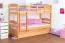 Stockbett + Bettkasten für Jugendliche 90 x 200 cm | Massivholz: Buche | Natur Lackiert | inkl. Bettkasten | umbaubar in 2 Einzelbetten | inkl. Rollroste Abbildung