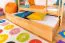 Stockbett + Bettkasten für Kinder 90 x 200 cm | Massivholz: Buche | Natur Lackiert | inkl. Bettkasten | umbaubar in 2 Einzelbetten | inkl. Rollroste Abbildung
