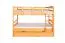 Stockbett + Bettkasten für Kinder 90 x 200 cm | Massivholz: Buche | Natur Lackiert | inkl. Bettkasten | umbaubar in 2 Einzelbetten | inkl. Rollroste Abbildung