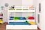 Stockbett + Ausziehbett für Kinder 90 x 200 cm | Massivholz: Buche | Weiß Lackiert | inkl. Bettkasten | umbaubar in 2 Einzelbetten | inkl. Rollroste Abbildung