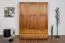 Kleiderschrank | 3 Drehtüren | 4 Schubladen | 4 Fächer | mit Kleiderstange | 154 cm breit | Massivholz | Farbe: Eiche Rustikal Abbildung