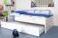 Kinderbett 90 x 200 cm mit Bettkasten 90 x 190 cm als Gästebett | Massivholz: Buche | Weiß Lackiert | inkl. 2. Liegeplatz ausziehbar und 2 Rollrost Abbildung