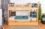 Etagenbett + Bettkasten/Unterkasten für Kinder 90 x 200 cm | Massivholz: Buche | Natur Lackiert | umbaubar in 2 Einzelbetten | inkl. Bettkasten | inkl. Rollroste Abbildung