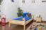 Kinderbett 90 x 200 cm | Massivholz: Kiefer | Natur Lackiert Abbildung