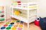 Etagenbett für Kinder 90 x 200 cm | Massivholz: Buche | Weiß Lackiert | umbaubar in 2 Einzelbetten | inkl. Rollroste Abbildung