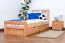 Bettrahmen für Kinder / Kinderbett 90 x 200 cm | Massivholz: Buche | Natur Lackiert | inkl. 2 Schubladen und Lattenrost | besonders hohe Qualität Abbildung