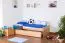 Kinderbett 90 x 200 cm mit Bettkasten (Ausziehbett) 90 x 190 cm als Gästebett | Massivholz: Buche | Natur Lackiert | inkl. 2. Liegeplatz ausziehbar und 2 Rollrost Abbildung