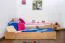  90 x 200 cm Kinderbett mit Bettkasten als Gästebett oder Stauraum | Massivholz: Buche | Natur Lackiert | inkl. 2. Liegeplatz 90 x 190 cm ausziehbar und 2 Rollrost Abbildung