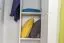 Schmaler Kleiderschrank | 2 Drehtüren | 4 Fächer | mit Kleiderstange | 80 cm breit | Massivholz | Farbe: Weiß Abbildung