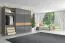 Schlafzimmer - Kleiderschrank, Farbe: Anthrazit Hochglanz / Walnuss - 224 x 272 x 61 cm (H x B x T) Abbildung