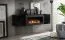 Moderne Wohnwand mit Kamin Hompland 120, Farbe: Schwarz - Abmessungen: 170 x 260 x 40 cm (H x B x T), mit blauer LED-Beleuchtung