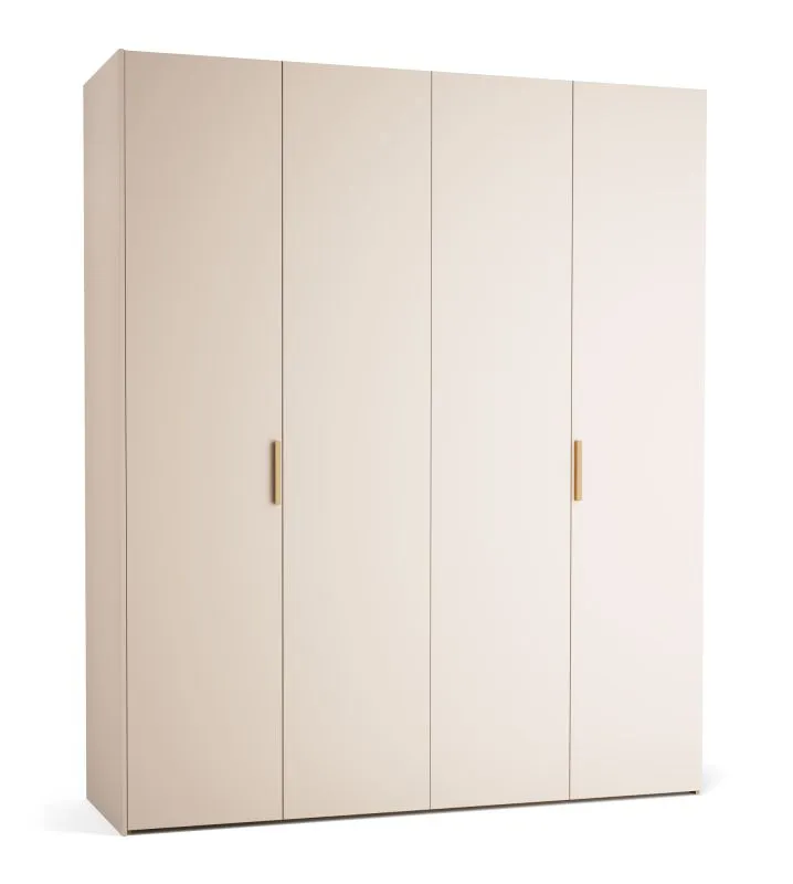 Falttür / Kleiderschrank | Farbe: Beige | 3 Schubladen | 1 Kleiderstange | 8 Fächer | 203 x 60 x 240 cm | inkl. LED-Beleuchtung mit Sensor | Soft-Close